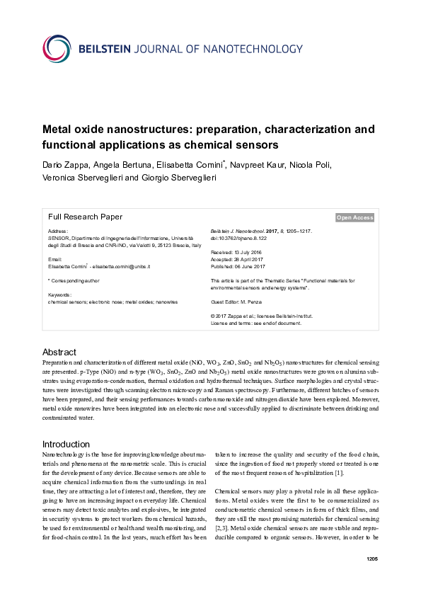 (PDF) Metal oxide nanostructures: preparation, characterization and ...