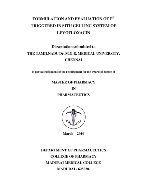 (PDF) Formulation and Evaluation of P H -Triggered in Situ Gel for ...