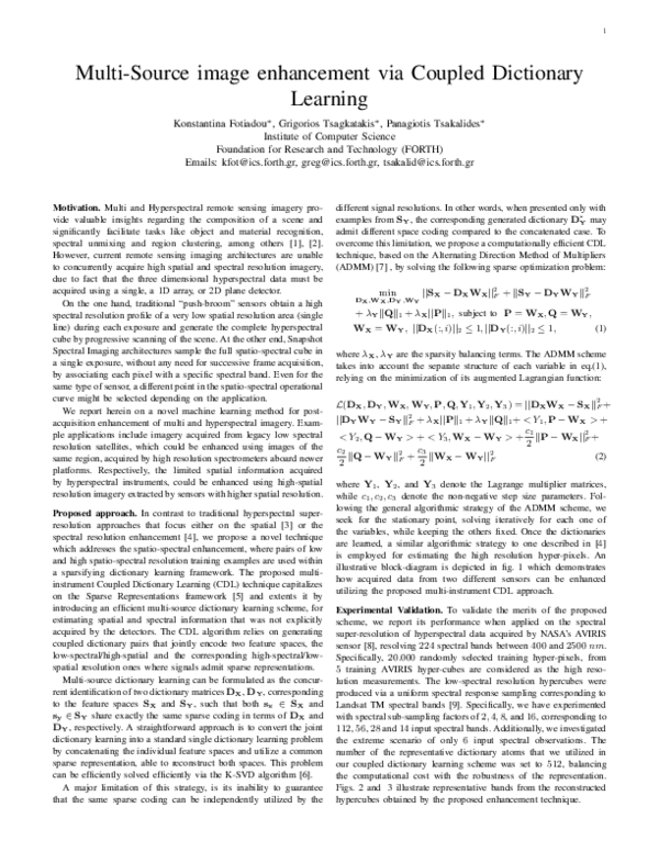 (PDF) Multi-Source image enhancement via Coupled Dictionary Learning