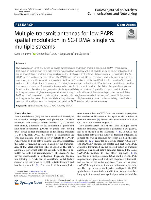 (PDF) Multiple transmit antennas for low PAPR spatial modulation in SC ...