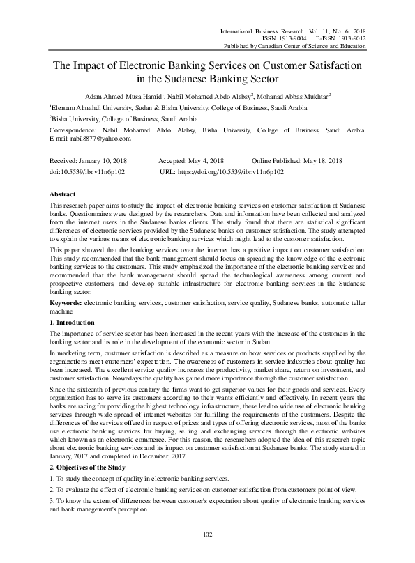 (PDF) The Impact of Electronic Banking Services on Customer ...