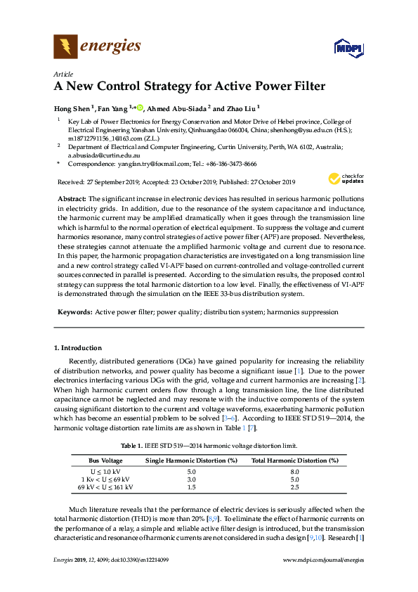 (PDF) A New Control Strategy for Active Power Filter