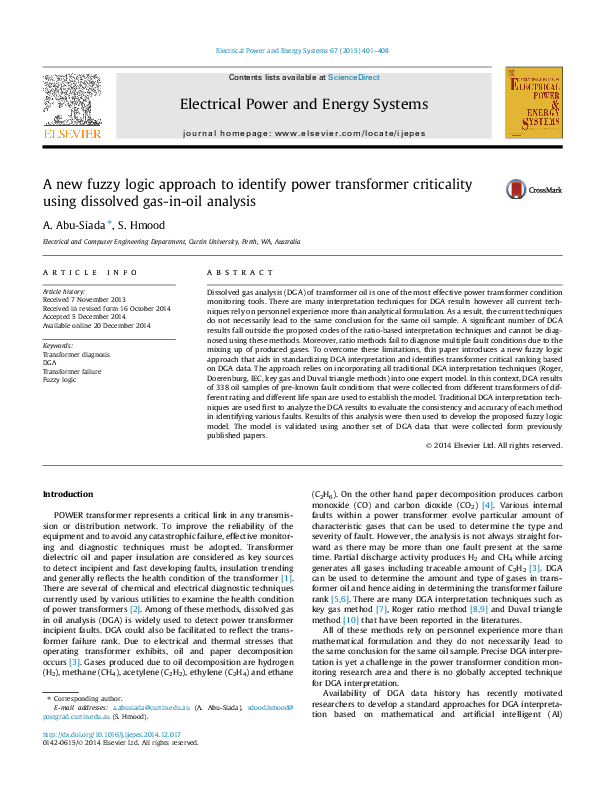 (PDF) A new fuzzy logic approach to identify power transformer ...