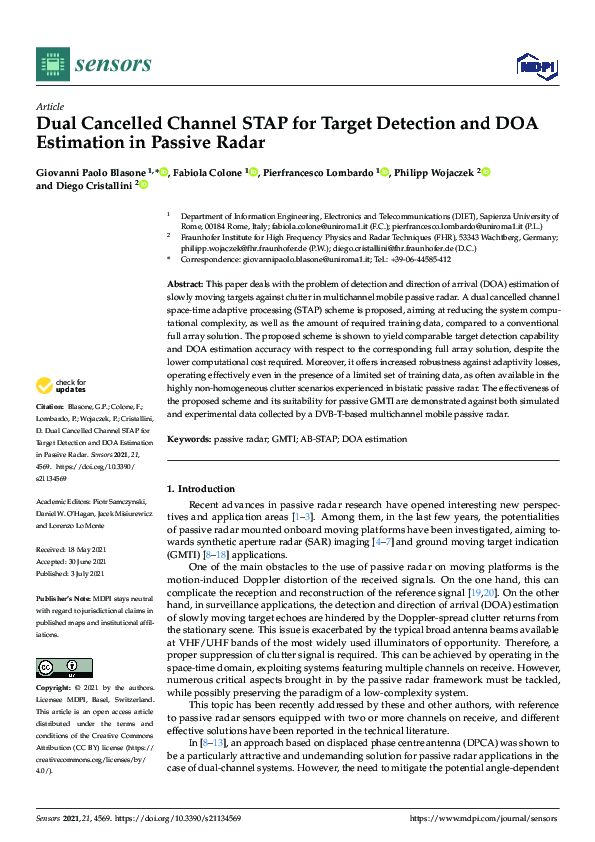 (PDF) Dual Cancelled Channel STAP for Target Detection and DOA ...