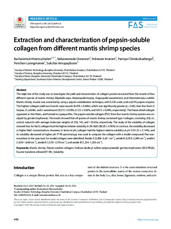(PDF) Extraction and characterization of pepsin-soluble collagen from ...