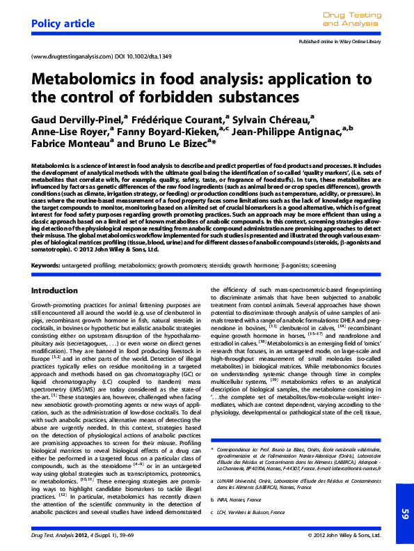 (PDF) Metabolomics in food analysis: application to the control of ...