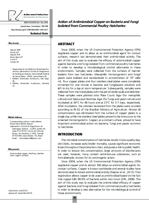 (PDF) Action of Antimicrobial Copper on Bacteria and Fungi Isolated ...
