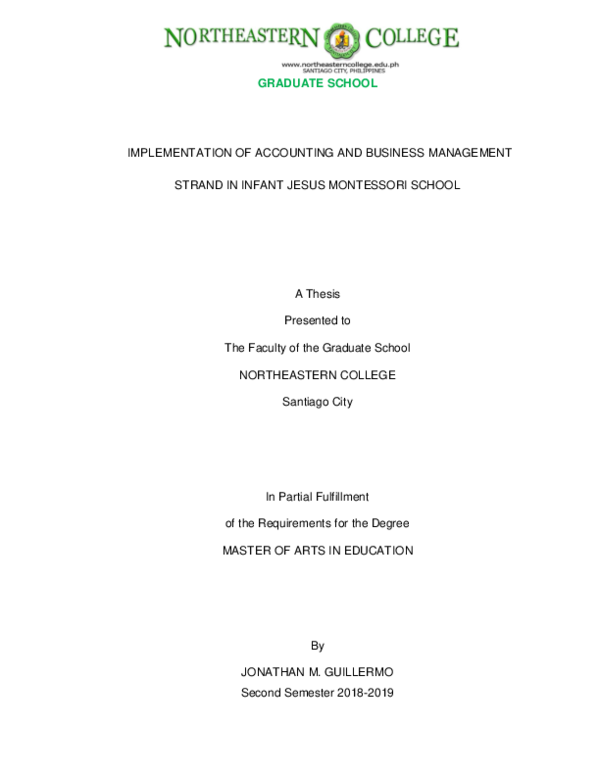 (PDF) IMPLEMENTATION OF ACCOUNTING AND BUSINESS MANAGEMENT STRAND IN ...