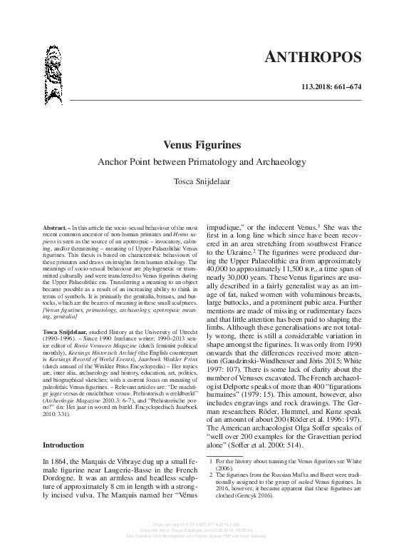 (PDF) Venus Figurines Anchorpoint between Primatology and Archaeology