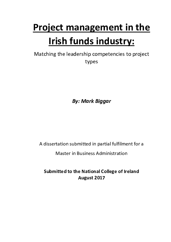 (PDF) Project management in the Irish funds industry: Matching the ...