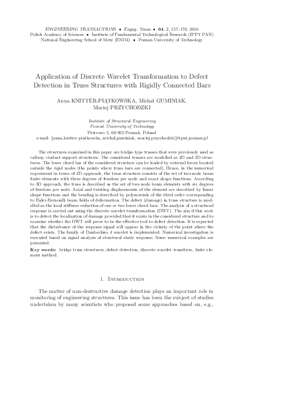 (PDF) Application of Discrete Wavelet Transformation to Defect ...