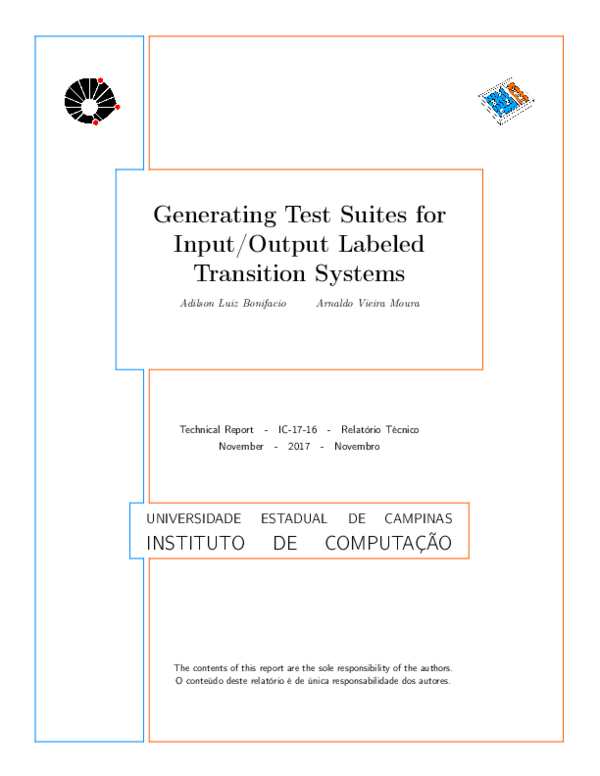 (PDF) Generating Test Suites for Input / Output Labeled Transition Systems