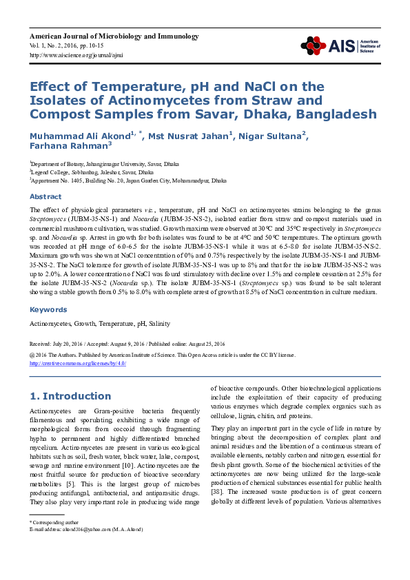 (PDF) Effect of Temperature , pH and NaCl on the Isolates of ...