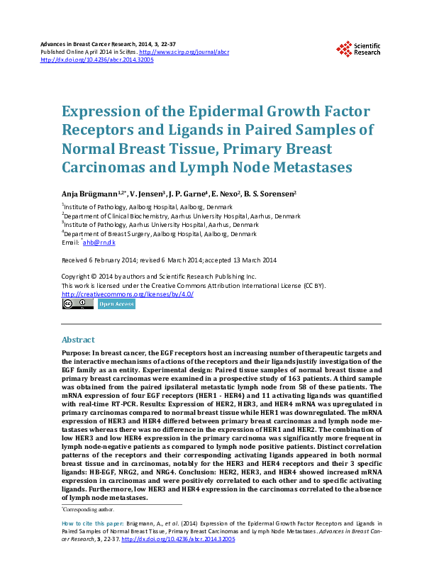(PDF) Expression of the Epidermal Growth Factor Receptors and Ligands ...