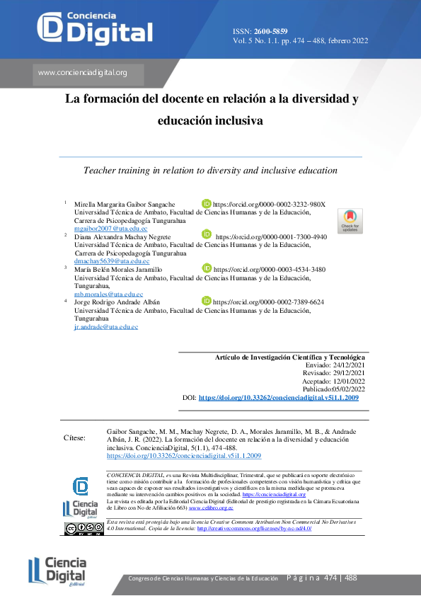(PDF) La formación del docente en relación a la diversidad y educación ...