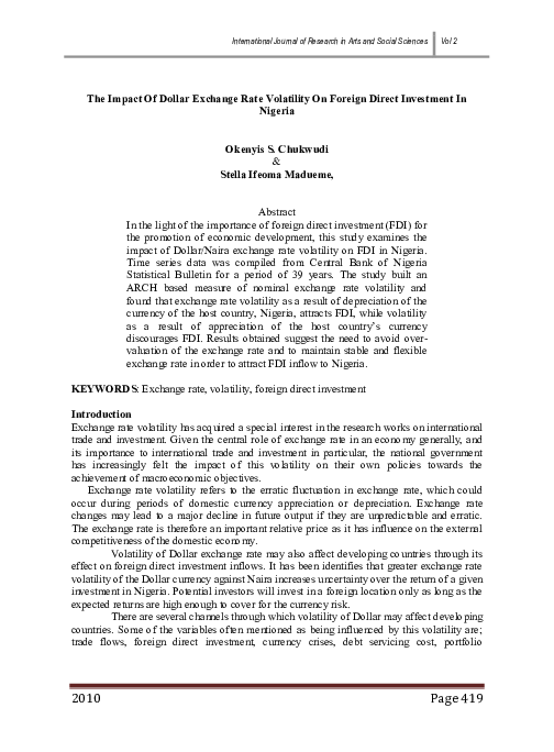 (PDF) The Impact Of Dollar Exchange Rate Volatility On Foreign Direct ...