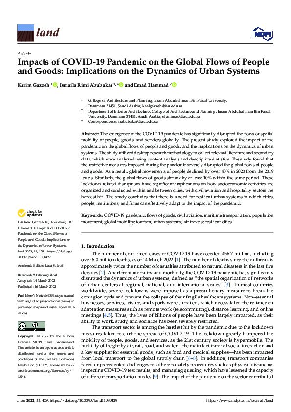 (PDF) Impacts of COVID-19 Pandemic on the Global Flows of People and ...