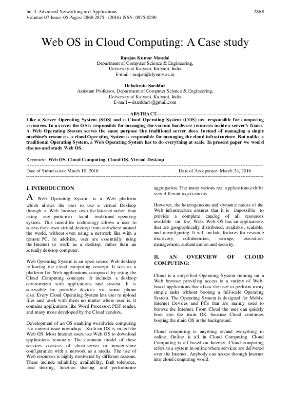 (PDF)  OS in Cloud Computing A Case study Ranjan Kumar Mondal Academia.edu
