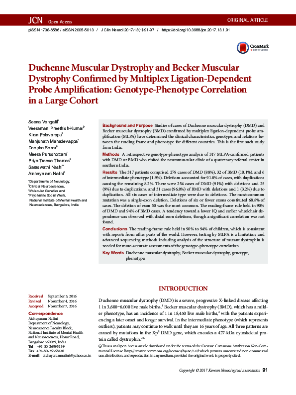 (PDF) Duchenne Muscular Dystrophy and Becker Muscular Dystrophy