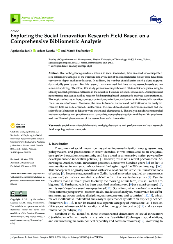 (PDF) Exploring the Social Innovation Research Field Based on a ...