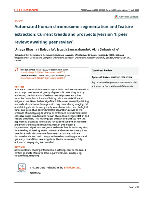 (PDF) Automated human chromosome segmentation and feature extraction ...