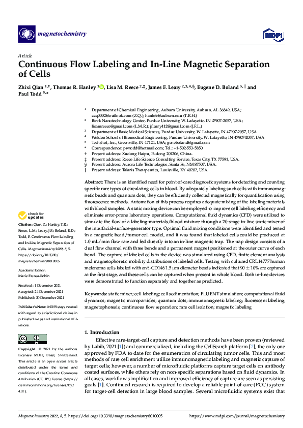 (PDF) Continuous Flow Labeling and In-Line Magnetic Separation of Cells