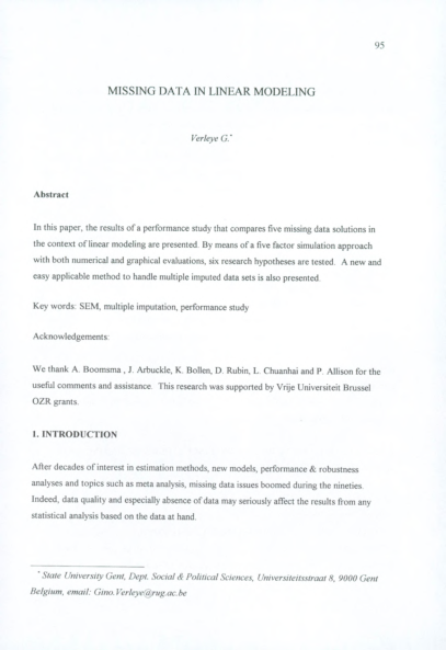 (PDF) Missing data in linear modeling