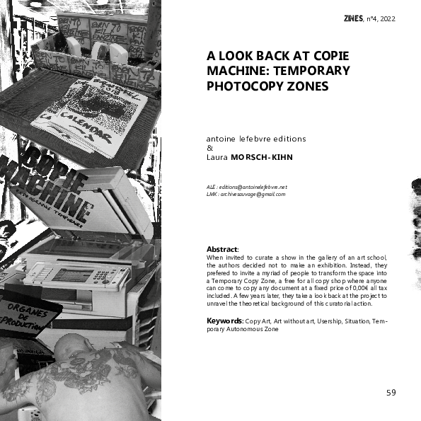 (PDF) A LOOK BACK AT COPIE MACHINE: TEMPORARY PHOTOCOPY ZONES