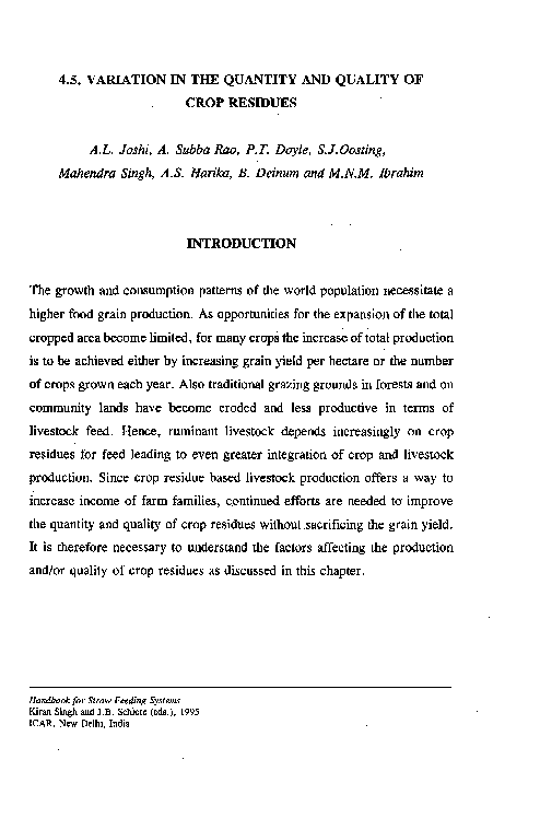 (PDF) Variation in quantity and quality of crop residues