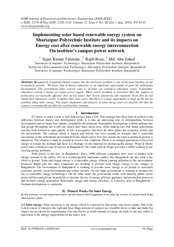 (PDF) Implementing solar based renewable energy system on Shariatpur ...
