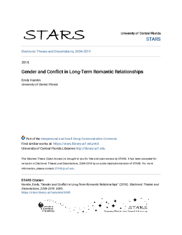 (PDF) Gender and Conflict in Long-Term Romantic Relationships