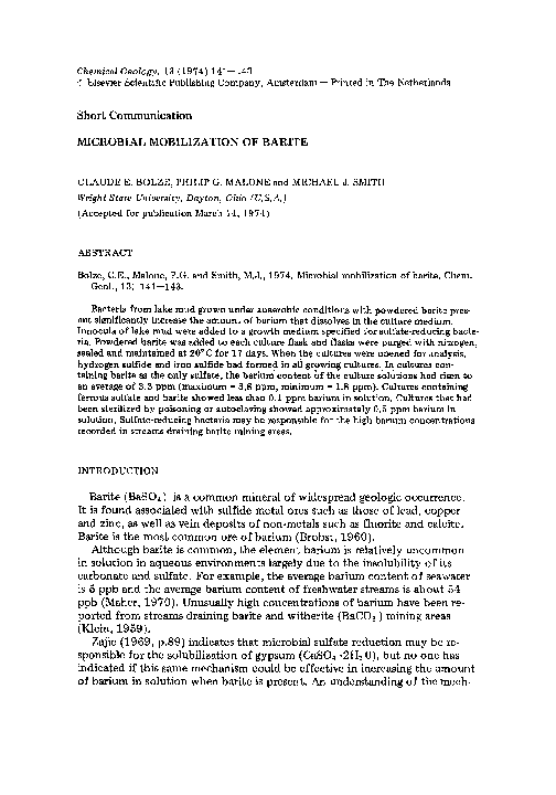 (PDF) Microbial mobilization of barite