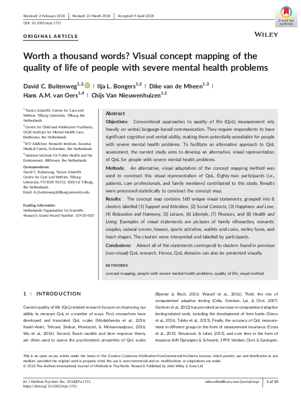  PDF Worth A Thousand Words Visual Concept Mapping Of The Quality Of Life Of People With 