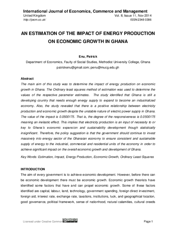(PDF) An Estimation of the Impact of Energy Production