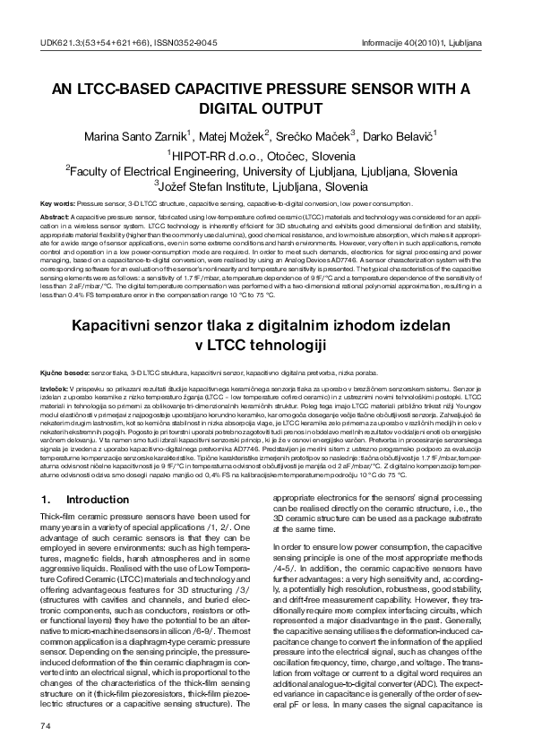 (PDF) An LTCC-Based Capacitive Pressure Sensor with a Digital Output