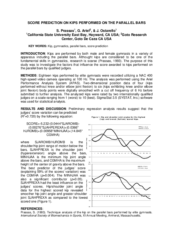 (PDF) Score Prediction on Kips Performed on the Parallel Bars