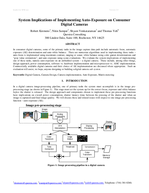 (PDF) System implications of implementing auto-exposure on consumer ...
