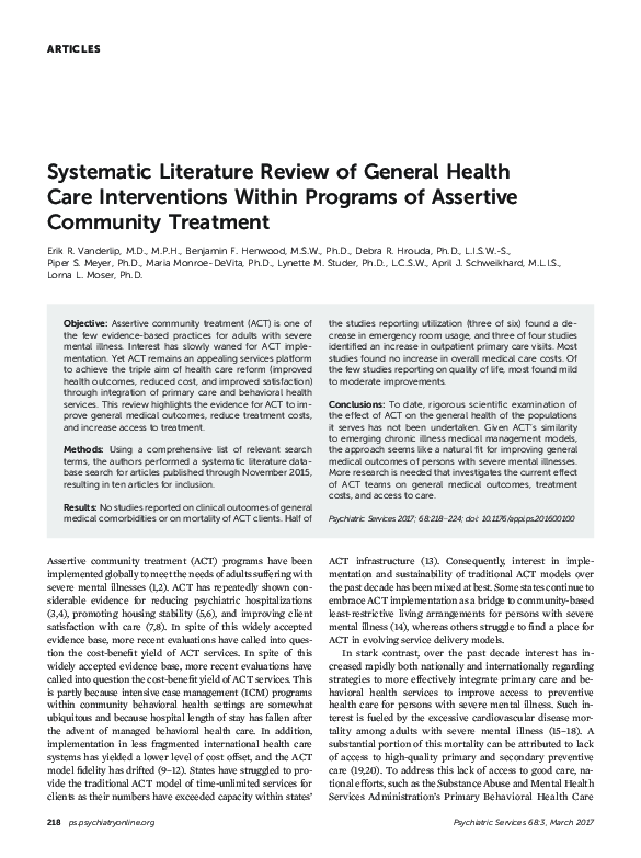 (PDF) Systematic Literature Review of General Health Care Interventions ...