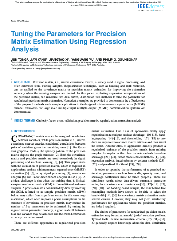 (PDF) Tuning the Parameters for Precision Matrix Estimation Using ...