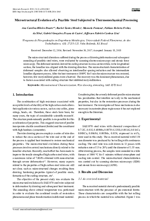 (PDF) Microstructural evolution of a pearlitic steel during severe ...
