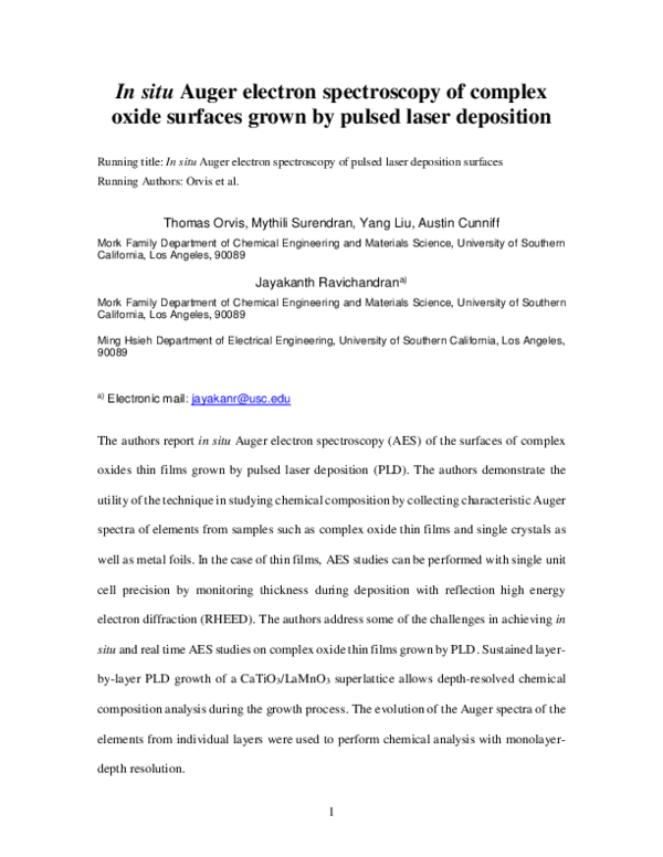(PDF) In situ Auger electron spectroscopy of complex oxide surfaces ...