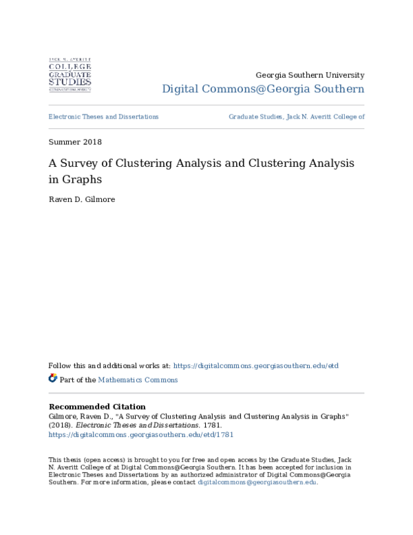 (PDF) A Survey of Clustering Analysis and Clustering Analysis in Graphs