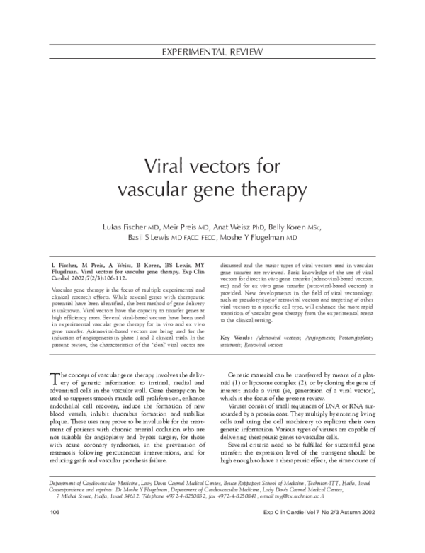 (PDF) Viral vectors for vascular gene therapy