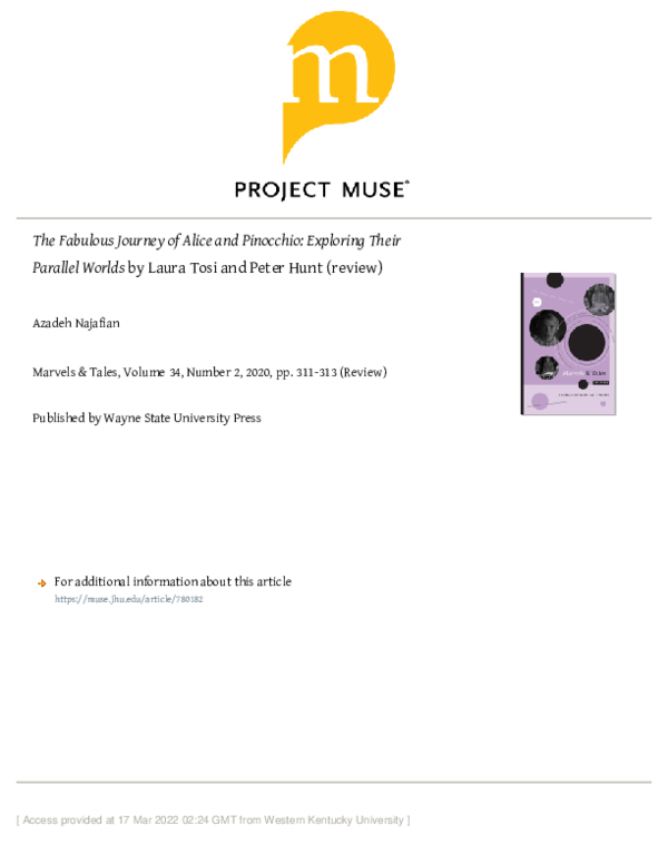 (PDF) The Fabulous Journey of Alice and Pinocchio: Exploring Their ...