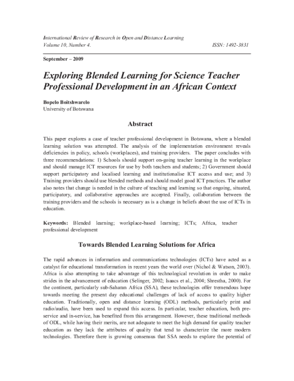 (PDF) Exploring Blended Learning for Science Teacher Professional ...
