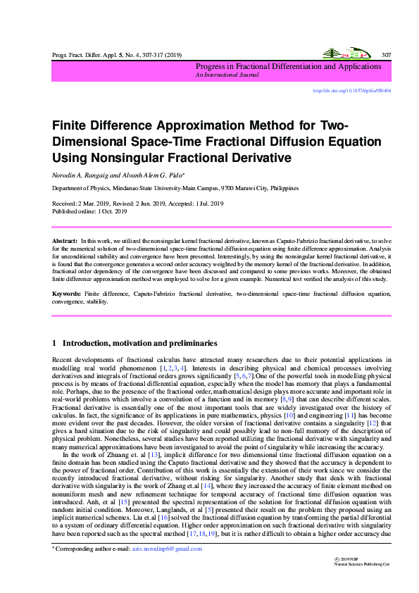 (PDF) Finite Difference Approximation Method for Two-Dimensional Space ...