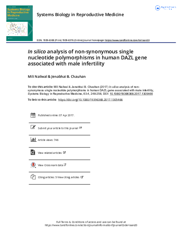 (PDF) In silico analysis of non-synonymous single nucleotide ...