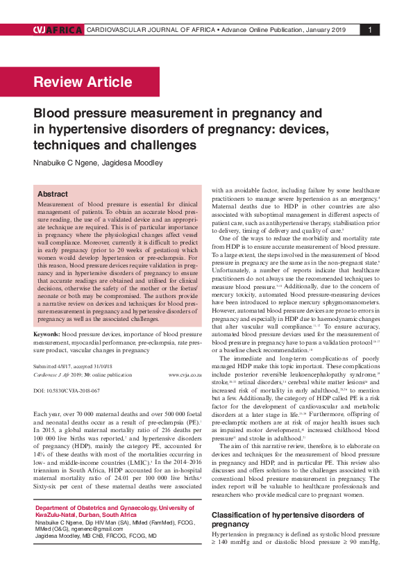 (PDF) Blood pressure measurement in pregnancy and in hypertensive ...
