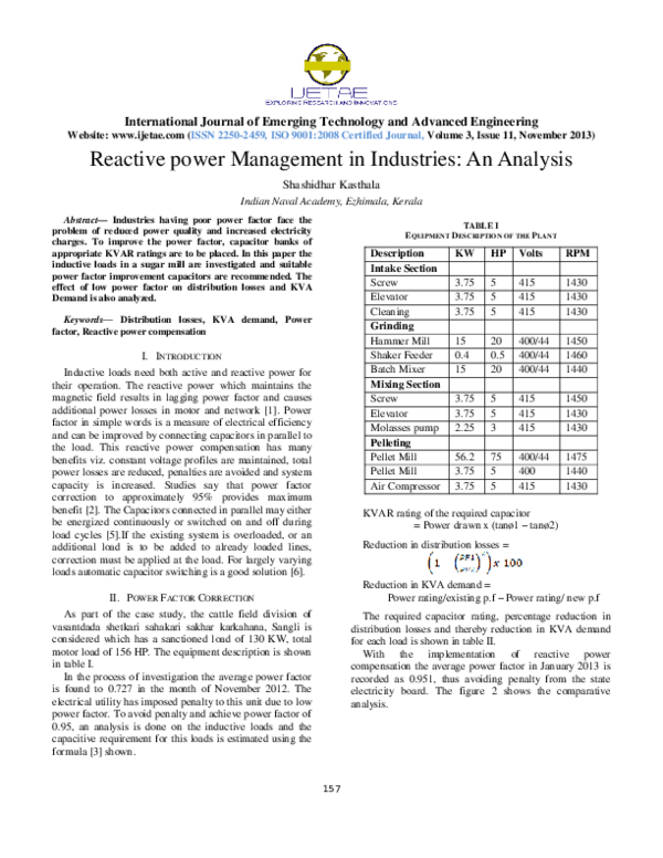 (PDF) Reactive power Management in Industries: An Analysis