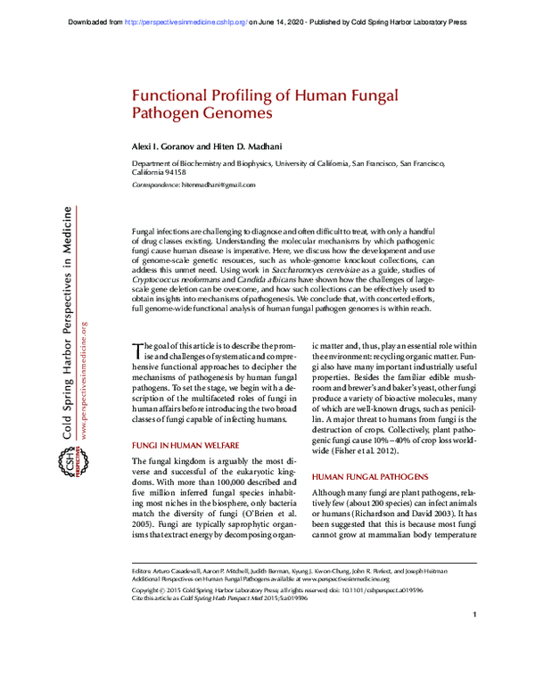 (PDF) Functional Profiling of Human Fungal Pathogen Genomes | A ...